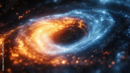 Abstract Cosmic Vortex With Glowing Blue And Orange Particles In A Deep Space Setting For Sci-Fi And Fantasy Concepts