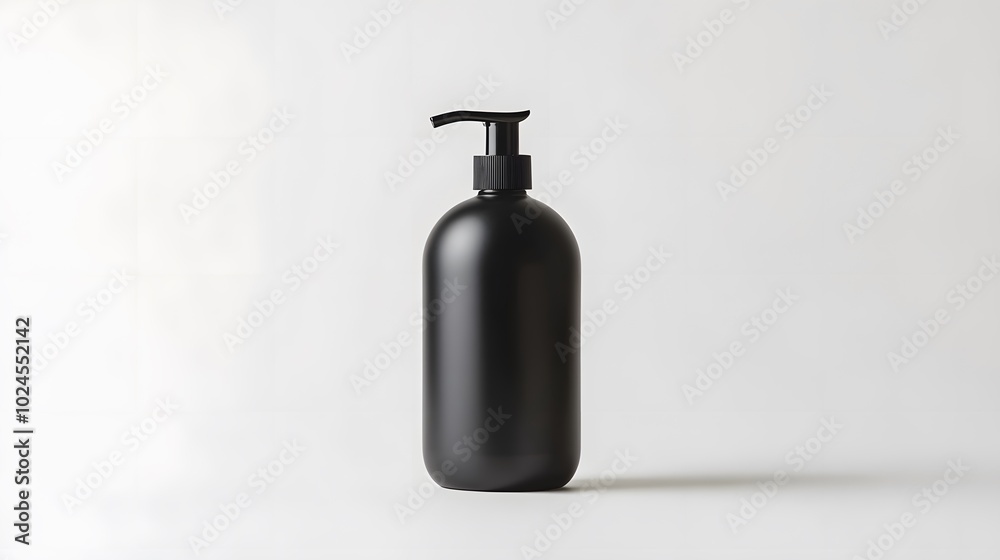 Obraz premium A simple, minimalist bottle of shampoo with a pump, against a white background