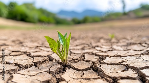 Severe Drought Leaving Once Fertile Landscape Cracked and Dry with Dead Plants and Parched Earth Stretching to the Horizon