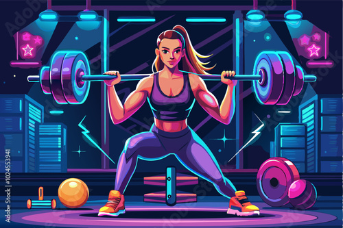 girl squats with a barbells