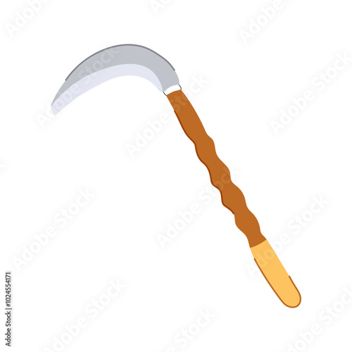 handle scythe cartoon. harvest farming, tool grass, mowing agriculture handle scythe sign. isolated symbol vector illustration