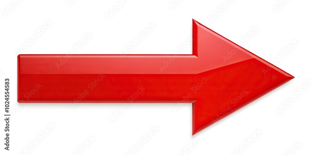 Straight red arrow at eye level on white background Straight red arrow at eye level on white background
