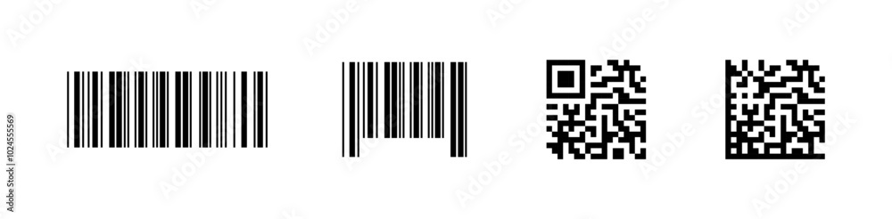 Supermarket scan code bars and QR code label set. Vector illustration. Supermarket scan code bars and QR code label set. Vector illustration.