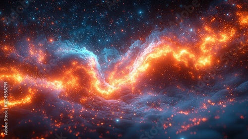 A stunning view of a cosmic scene featuring swirling clouds and bright stars, creating an ethereal space atmosphere. Perfect for sci-fi and astronomy lovers.