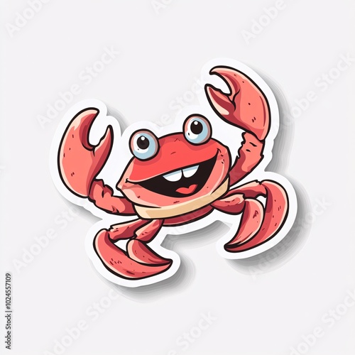 Playful Crab Waving Its Claws for Sticker Design photo