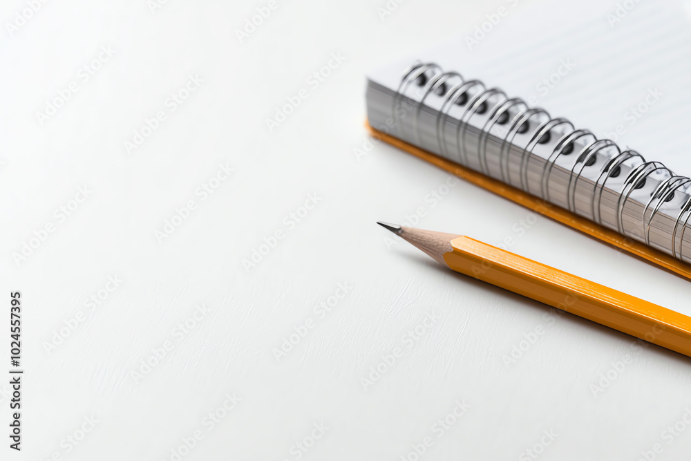Pencil and notebook on clean white background Pencil and notebook on clean white background