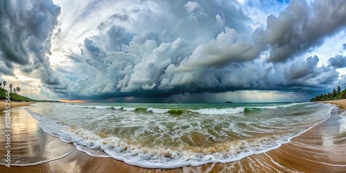 Strong tidal waves during monsoon season photo