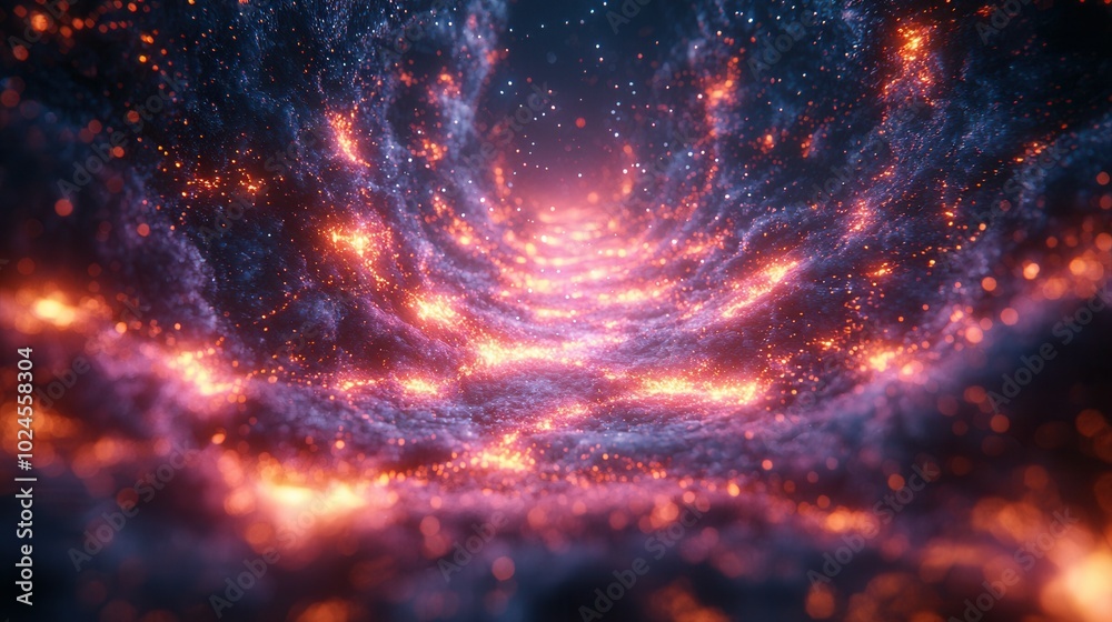 A captivating view of a cosmic nebula filled with luminous particles, creating a mesmerizing glow against a dark backdrop, showcasing the beauty of space. A captivating view of a cosmic nebula filled with luminous particles, creating a mesmerizing glow against a dark backdrop, showcasing the beauty of space.