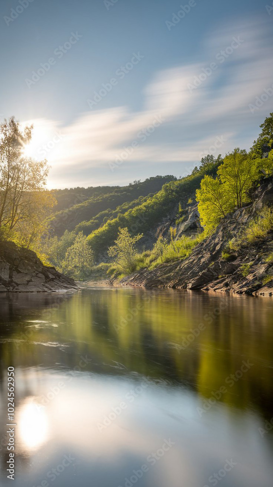Fototapeta premium River landscapes during the day on vertical photography 27.
