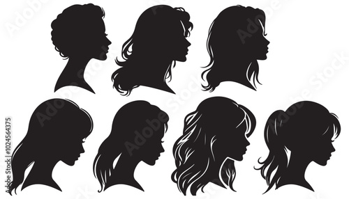 silhouette capturing the stylish side profile of a woman silhouettes vector illustration black and white art