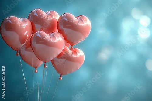 valentines daythemed heart balloons floating in a soft pastel background leaving ample space for romantic messages or personal notes ideal for lovethemed designs photo