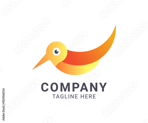 Abstract colorful gradient orange bird vector logo icon design for modern and creative business. photo