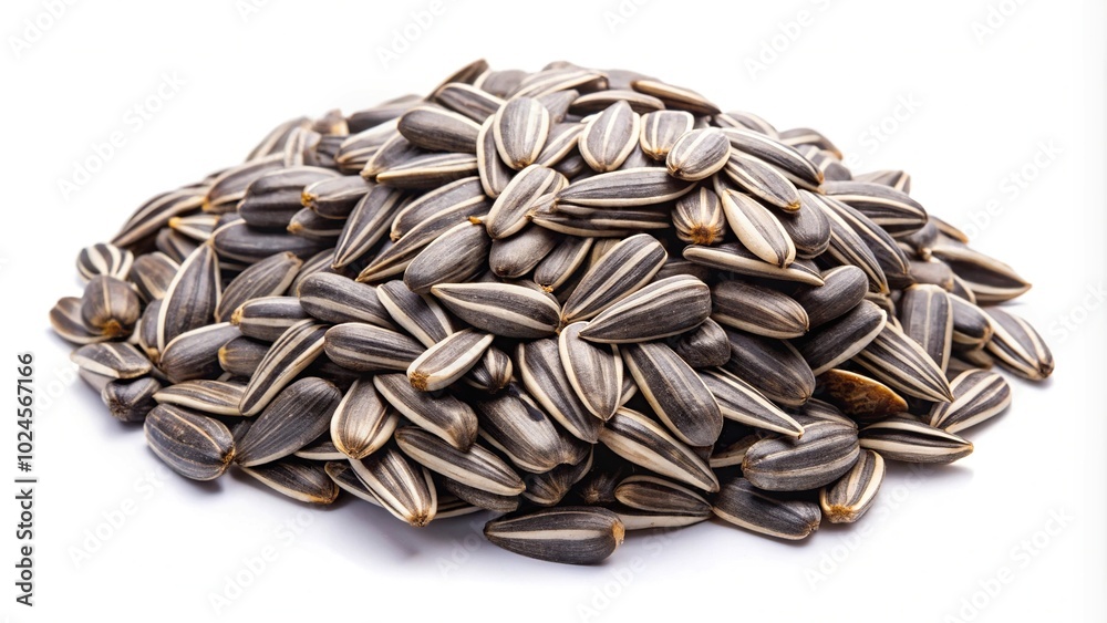 Sunflower seed isolated on white background with wide-angle perspective Sunflower seed isolated on white background with wide-angle perspective