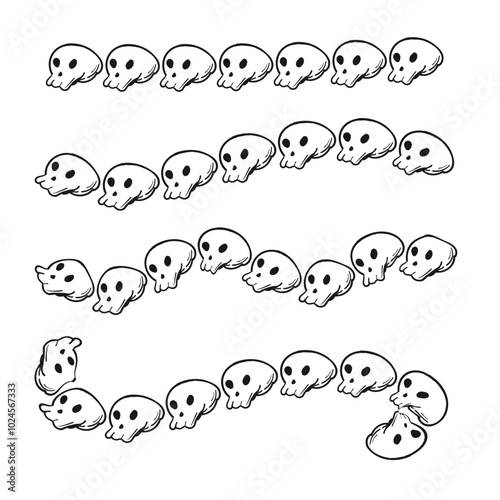 Halloween skull hand drawn decorative brush stroke isolated background. Vector