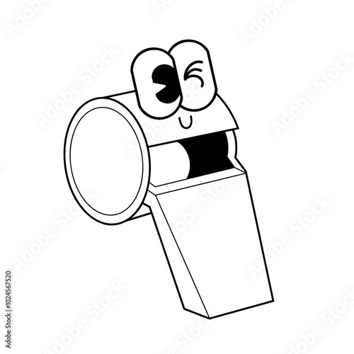 Doodle cute character whistle sticker illustration outline