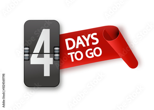 4 days to go icon set. Countdown of days remaining. Offer timer sticker limited to a few days. Vector