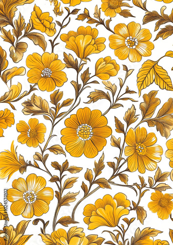 Charming floral delight in warm shades of yellow and gold, perfect for brightening up any space