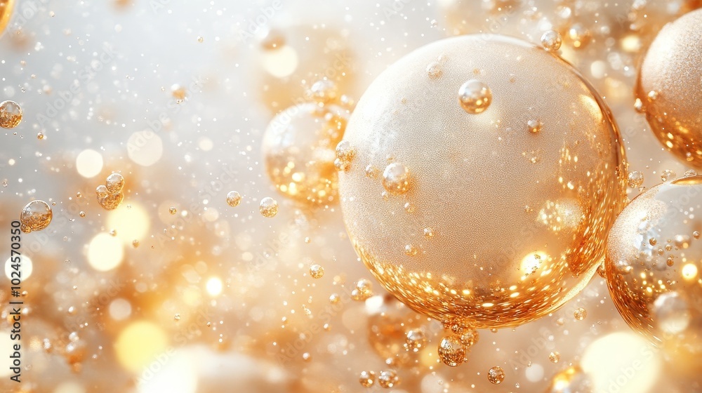 Minimalistic Design with Gold Bubbles on White Background, Soft Lighting and Depth of Field Creating a High-End, Elegant Aesthetic with Exquisite Details Minimalistic Design with Gold Bubbles on White Background, Soft Lighting and Depth of Field Creating a High-End, Elegant Aesthetic with Exquisite Details