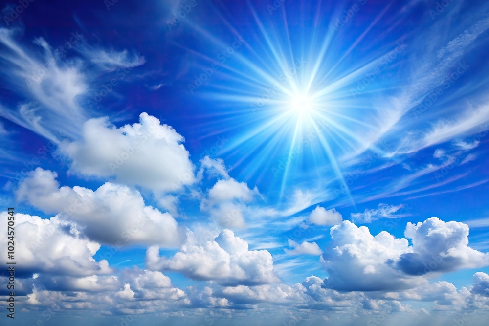 Sunny day with clear blue sky and fluffy clouds Sunny day with clear blue sky and fluffy clouds