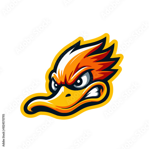 Angry agressive duck. Modern sports logo mascot	
