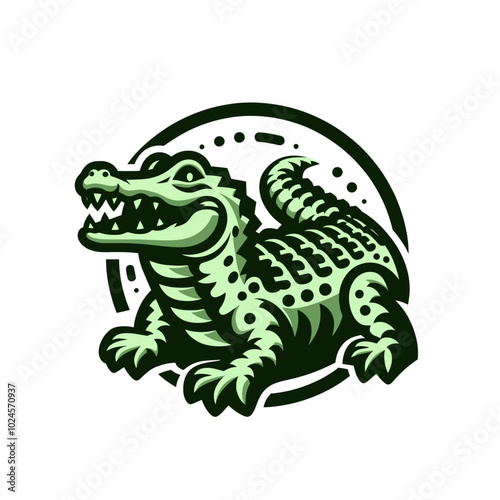 Crocodile or alligator isolated vector illustration emblem 