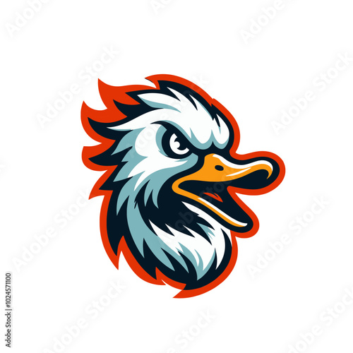 Angry agressive duck. Modern sports logo mascot	
