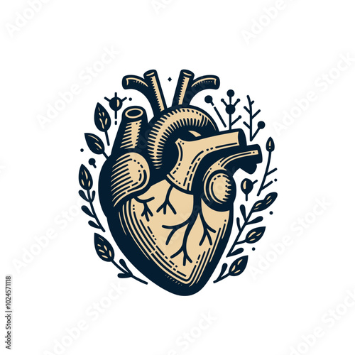 Anatomical heart isolated vector illustration	
