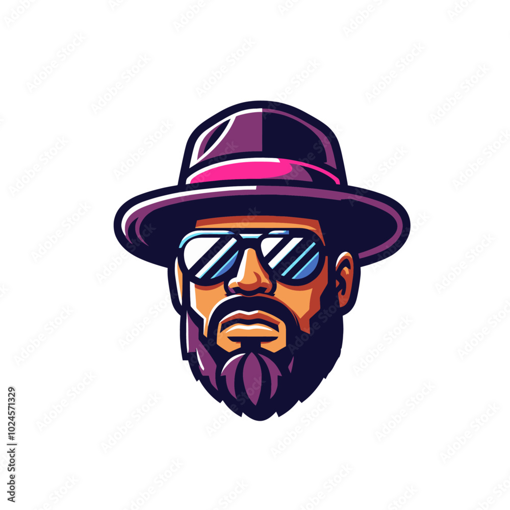 Pimp head in hat and glasses isolated Pimp head in hat and glasses isolated