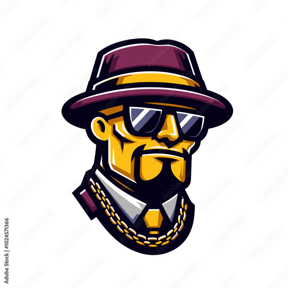 Pimp head in hat and glasses isolated Pimp head in hat and glasses isolated