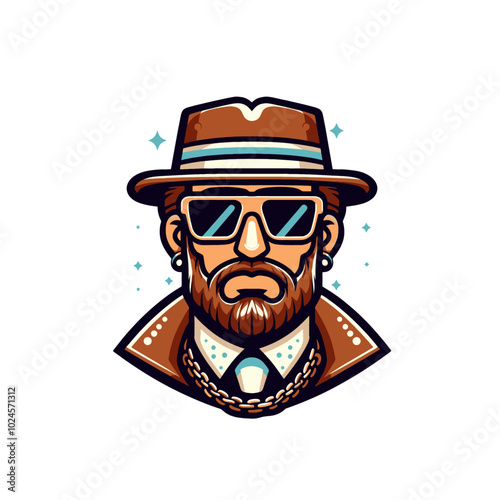 Wallpaper Mural Pimp head in  hat and glasses isolated Torontodigital.ca