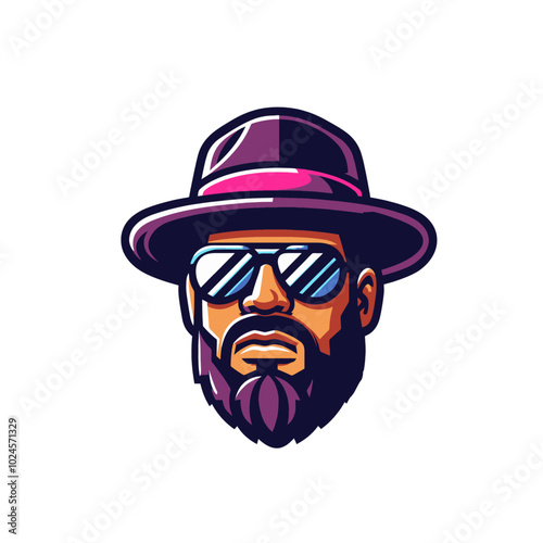 Pimp head in hat and glasses isolated