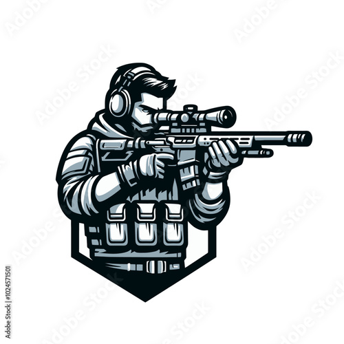 isolated sniper vector illustration mascot