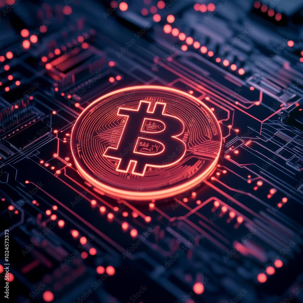 Digital currency mining, neon circuit board, dark financial innovation Digital currency mining, neon circuit board, dark financial innovation