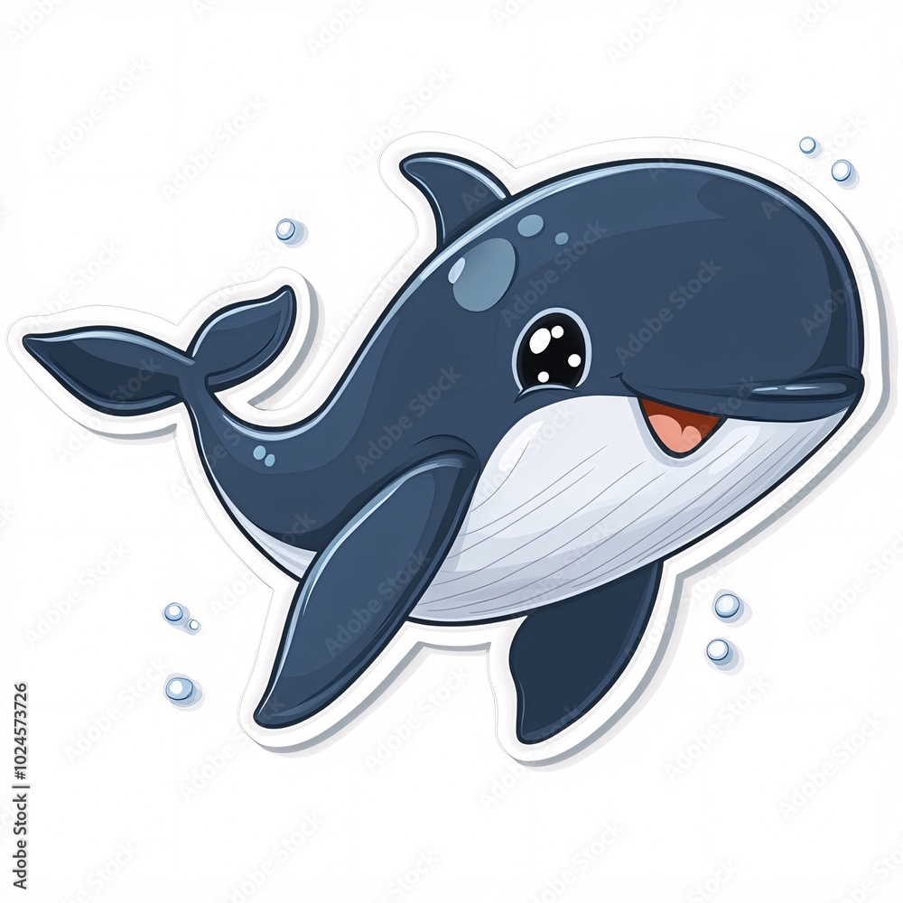 Fototapeta premium Happy Baby Whale Isolated for Cute Sticker Design