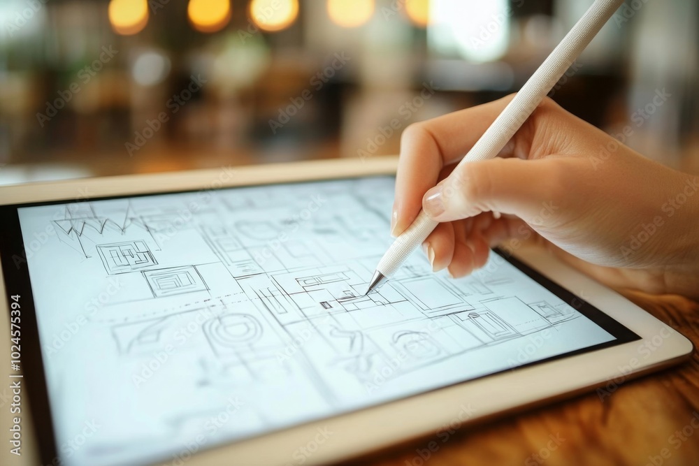 Drawing a Floor Plan on a Tablet Drawing a Floor Plan on a Tablet