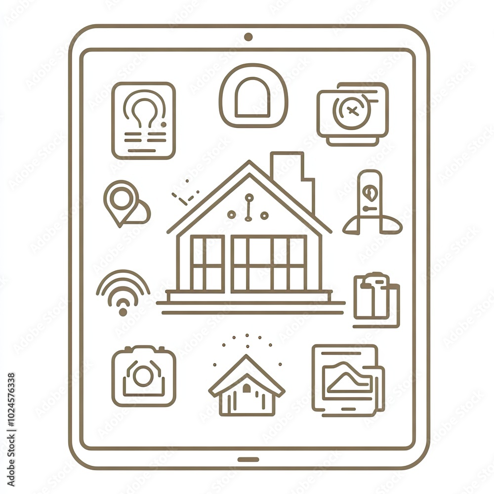 Digital Home Management Icons on Tablet Digital Home Management Icons on Tablet
