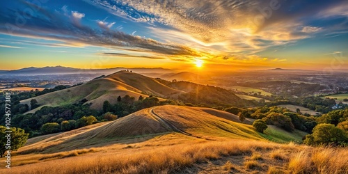 Sunset view of Mt Diablo in Dougherty Hills, San Ramon, California
