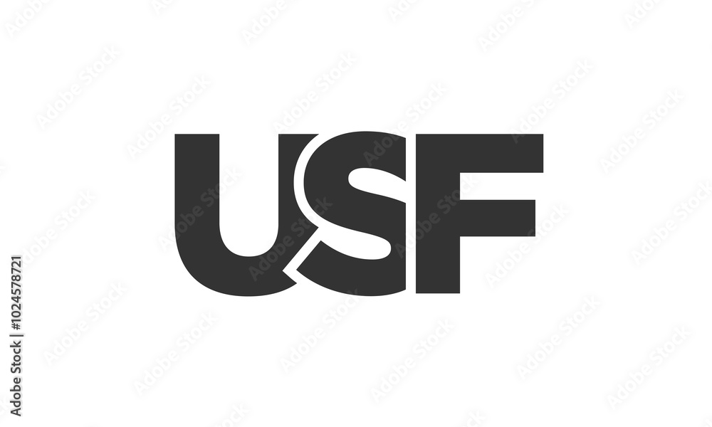 USF logo design template with strong and modern bold text. Initial based vector logotype featuring simple and minimal typography. Trendy company identity. USF logo design template with strong and modern bold text. Initial based vector logotype featuring simple and minimal typography. Trendy company identity.