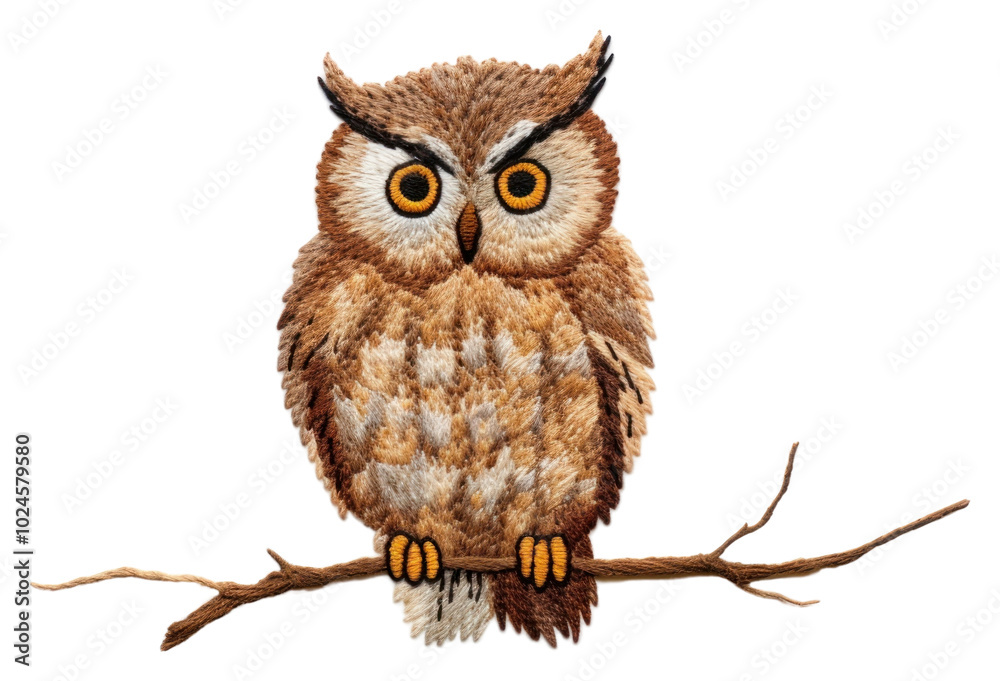 Fototapeta premium PNG Cute Owl in embroidery style owl animal bird.