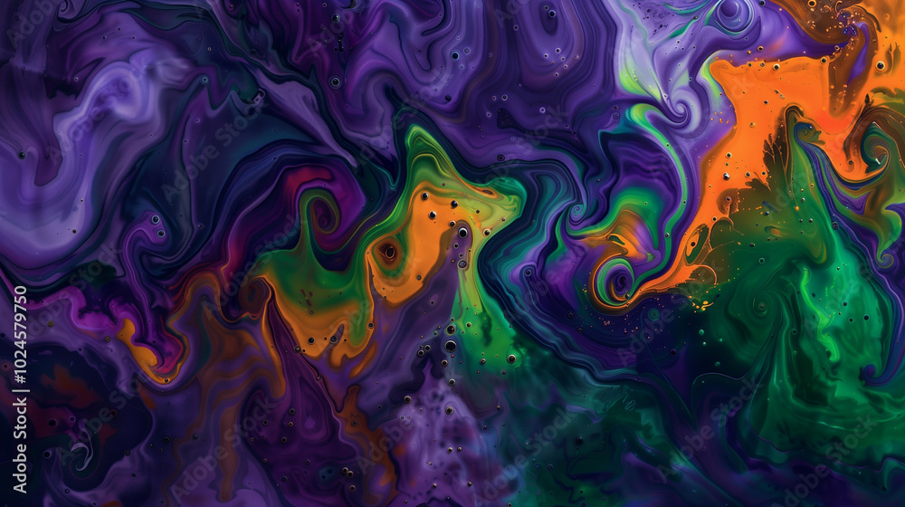 Abstract green and purple fluid art with flowing textures, capturing movement and depth in organic forms. Abstract green and purple fluid art with flowing textures, capturing movement and depth in organic forms.