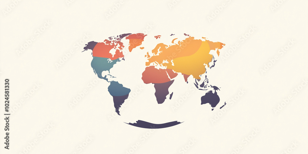 Naklejka premium World map. vector illustration of Earth. Planet image, flat background. environmental friendly, colorful image. representation icon logo.. America, Asia, Africa, Europe, Asia, Australia. travel guide