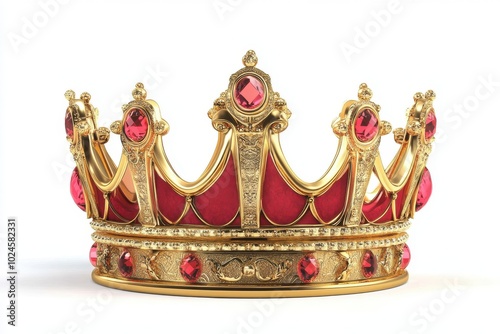 3D king crown illustrations isolated on white background