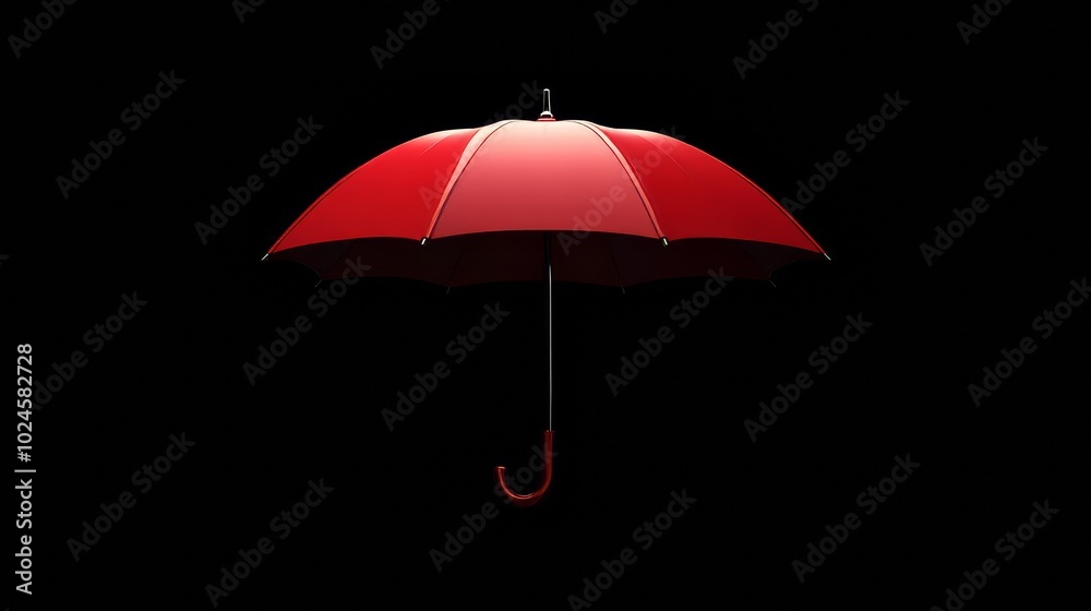 3D red umbrella icon isolated on a black background. 3D red umbrella icon isolated on a black background.
