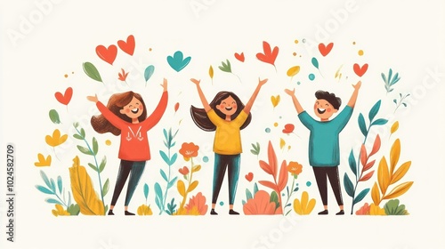 Happy Children in a Garden