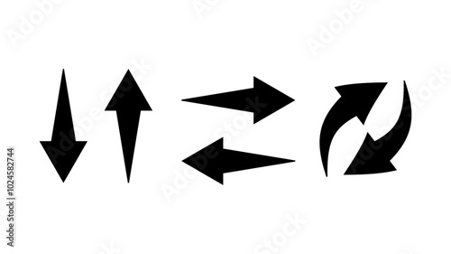 Vector illustration. Arrows of directions. Right, left. Set of signs.