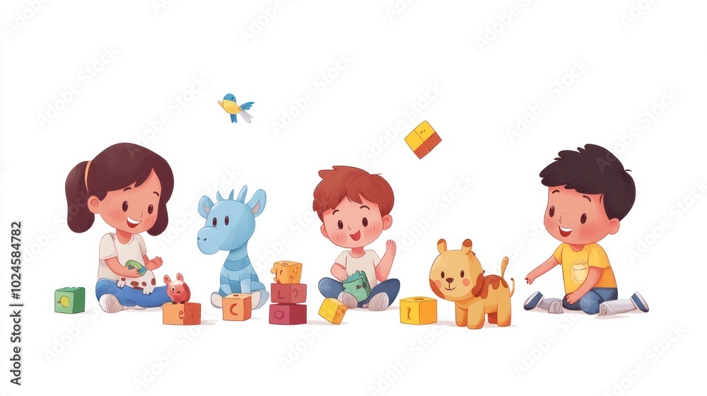 Fototapeta premium Children playing with toys