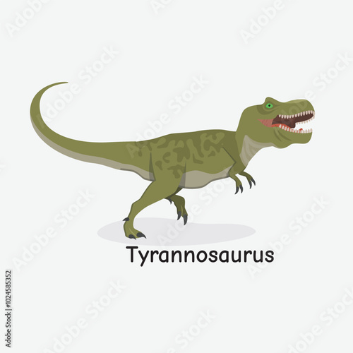 Tyrannosaurus Dinosaur Vector Illustration with Fearsome Jaws