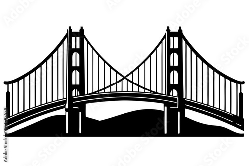 Bridge Silhouette | vector silhouette illustration on white background