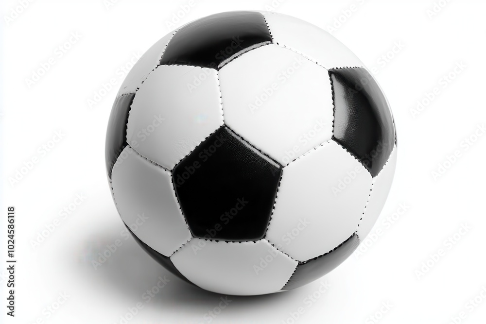 A classic black-and-white paneled soccer ball with a smooth surface, ready for play. Isolated on A classic black-and-white paneled soccer ball with a smooth surface, ready for play. Isolated on