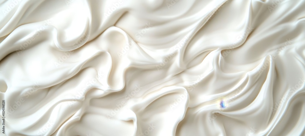 White Cream Texture Close-Up of Smooth, Flowing Cream for Cosmetics Background or Food Promotion White Cream Texture Close-Up of Smooth, Flowing Cream for Cosmetics Background or Food Promotion
